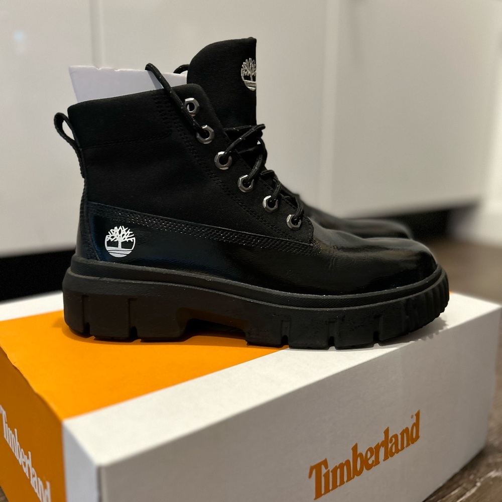 Black Timberland Boots - Patent Leather